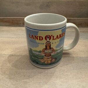 Vintage Land O' Lakes Coffee Mug Sweet Cream Butter Retired Logo Indian‎